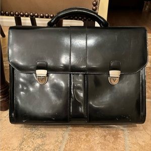 Italian leather black briefcase